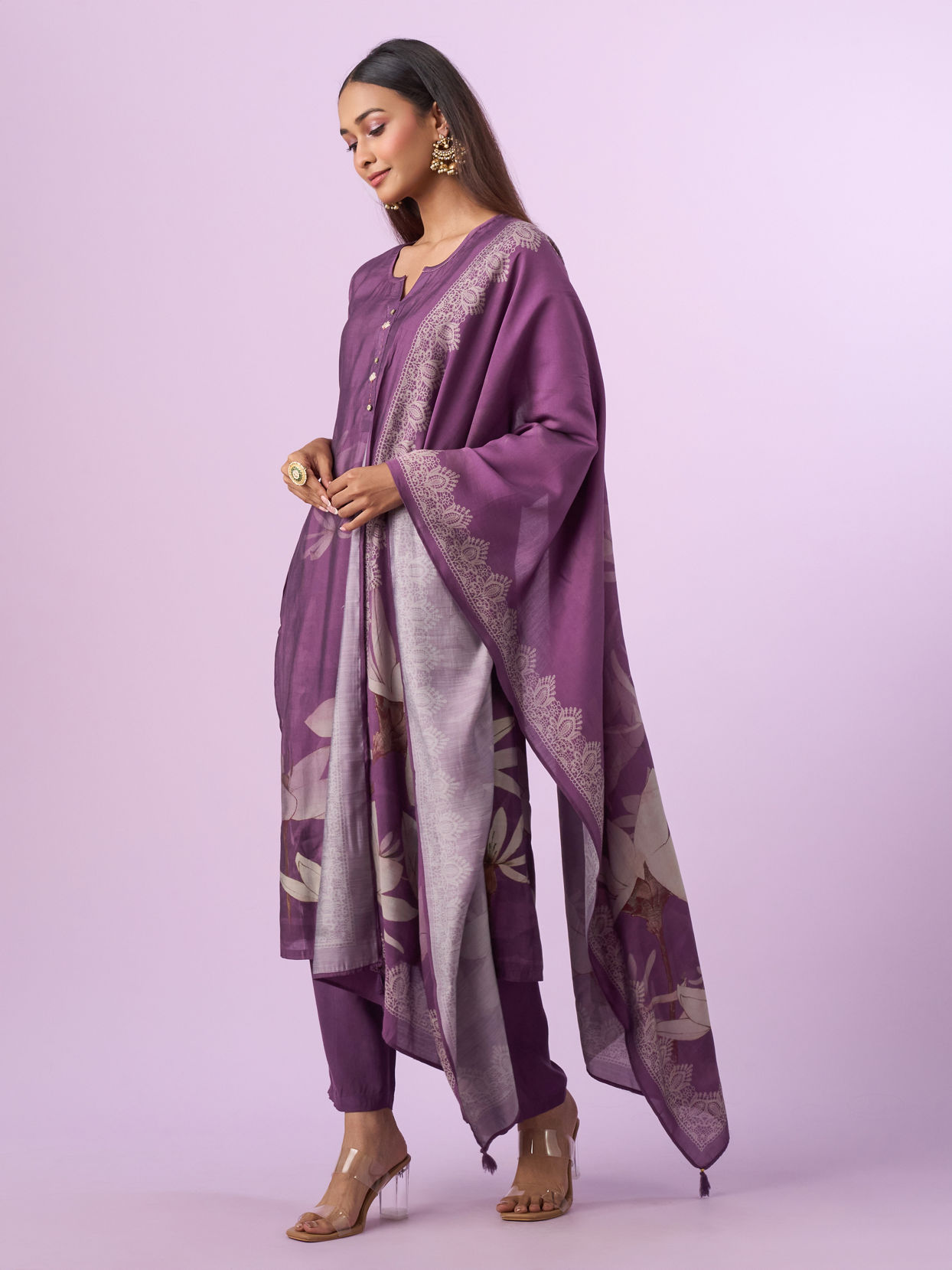 Mohey Women Purple Majesty Art Silk Straight Suit