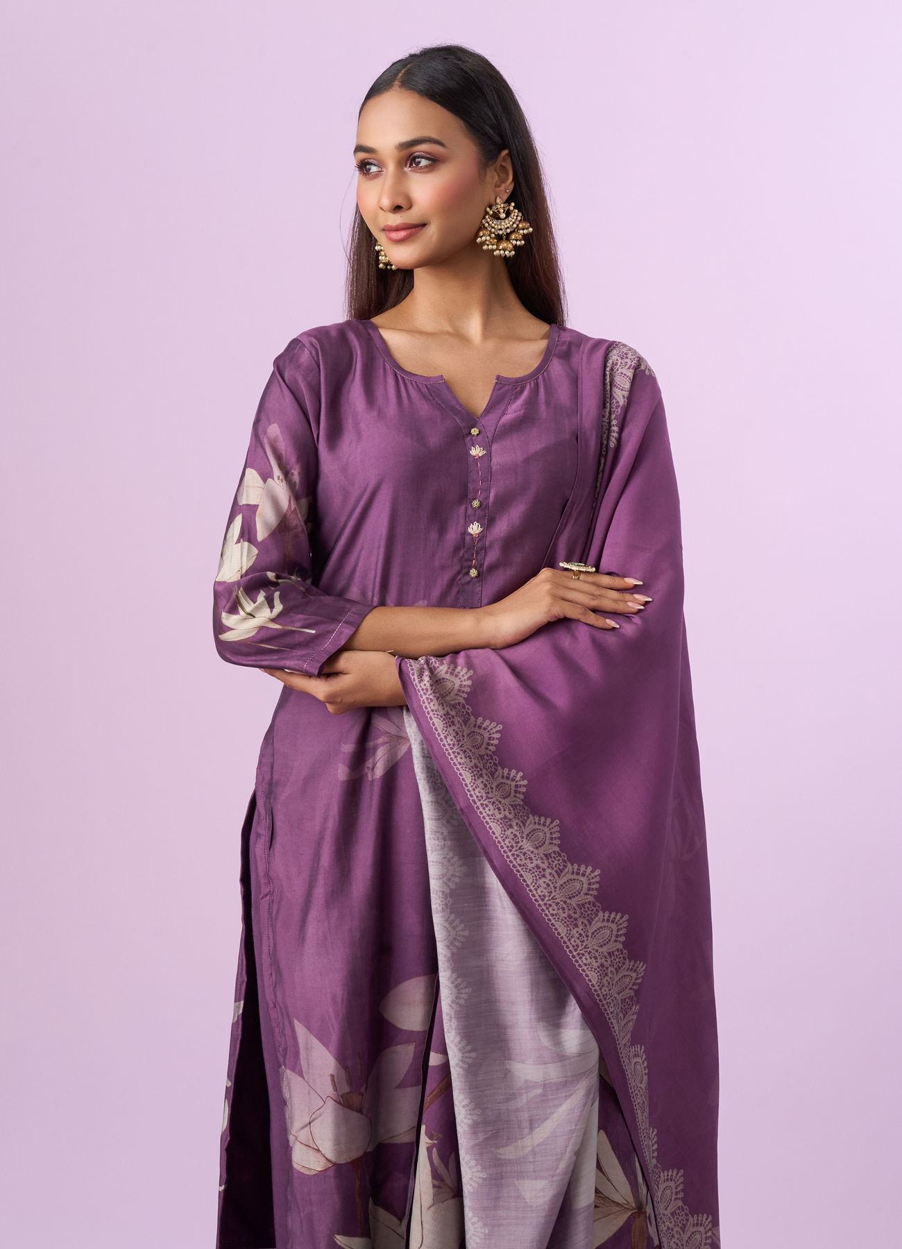Mohey Women Purple Majesty Art Silk Straight Suit