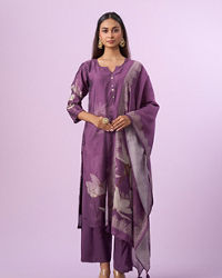 Mohey Women Purple Majesty Art Silk Straight Suit
