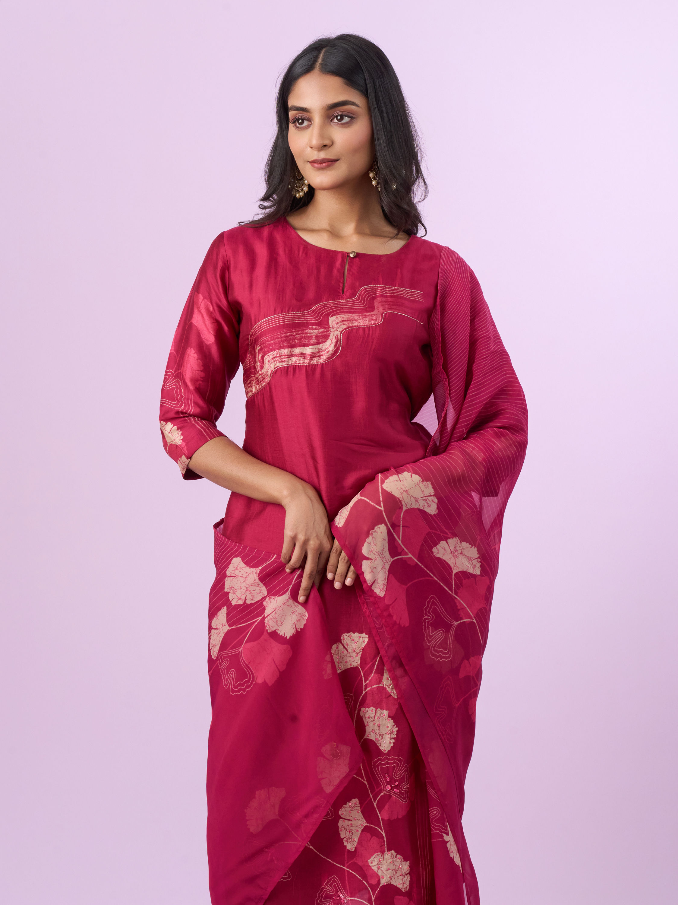 Mohey Women Coral Elegance Straight Suit