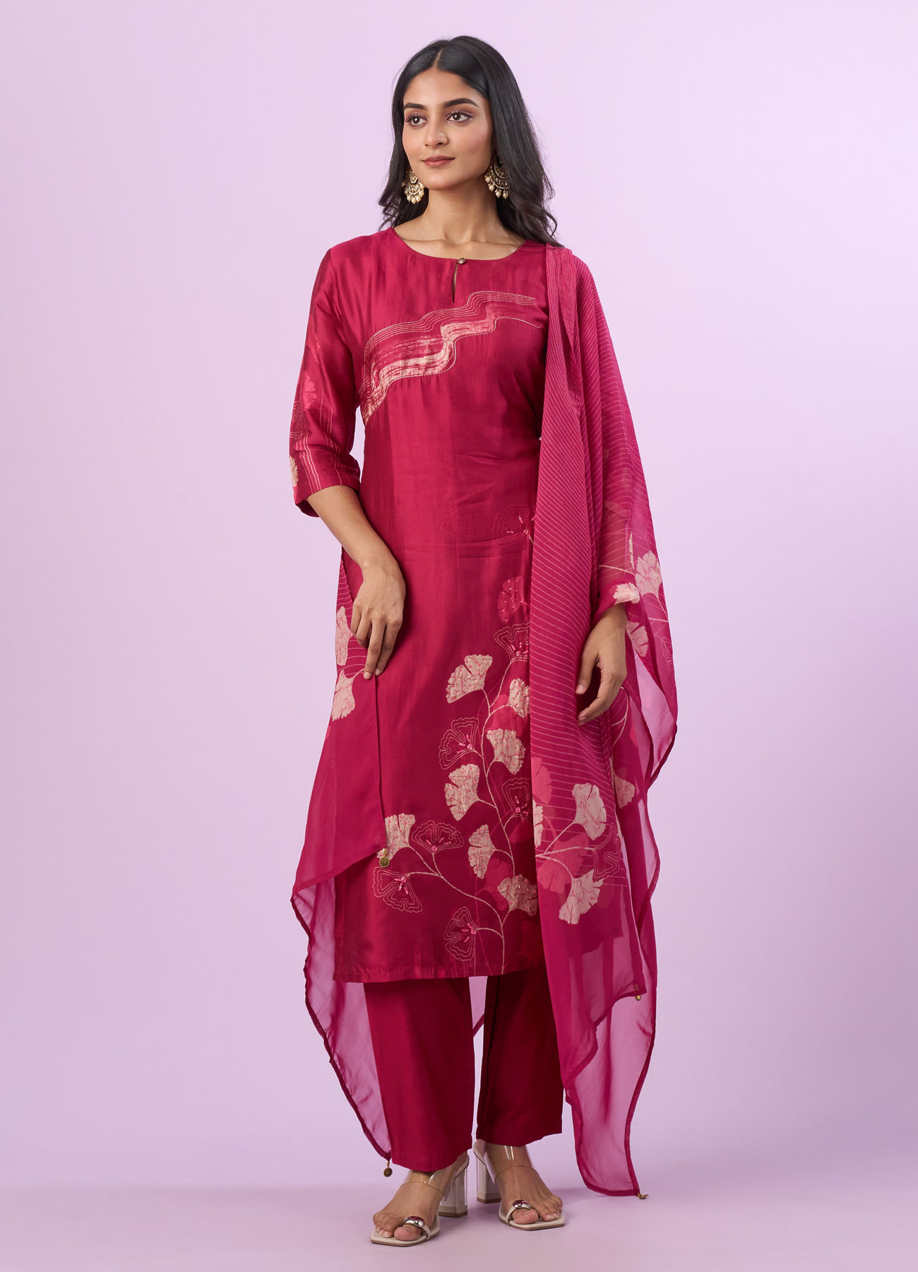 Mohey Women Coral Elegance Straight Suit