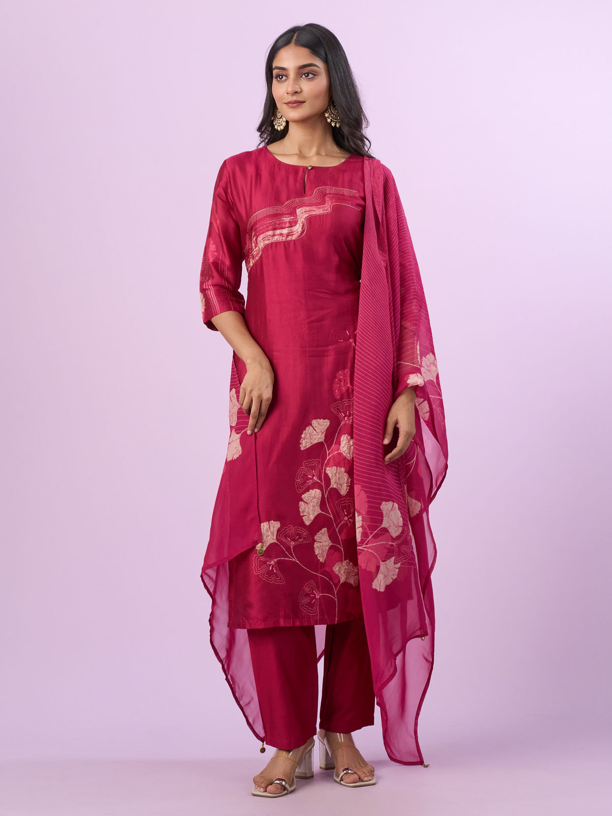 Mohey Women Coral Elegance Straight Suit