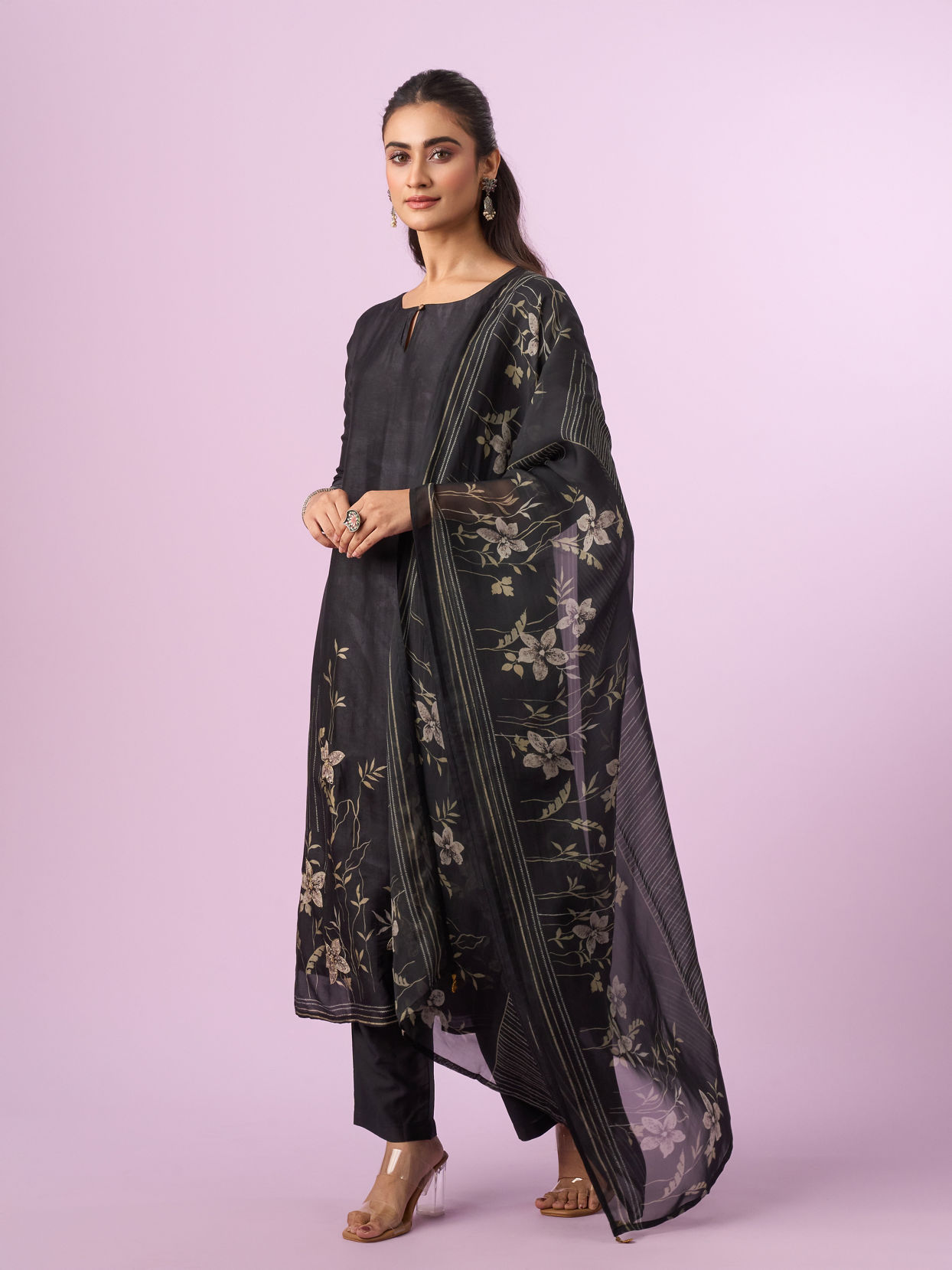 Mohey Women Elegant Onyx Black Straight Suit