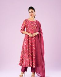 Mohey Women Pink Euphoria Art Silk Anarkali Suit