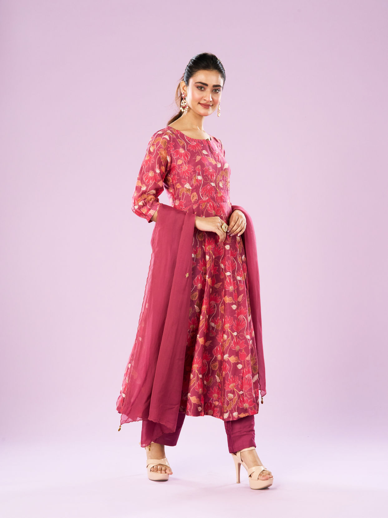 Mohey Women Pink Euphoria Art Silk Anarkali Suit