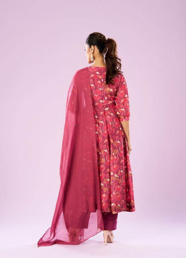 Mohey Women Pink Euphoria Art Silk Anarkali Suit