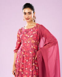 Mohey Women Pink Euphoria Art Silk Anarkali Suit