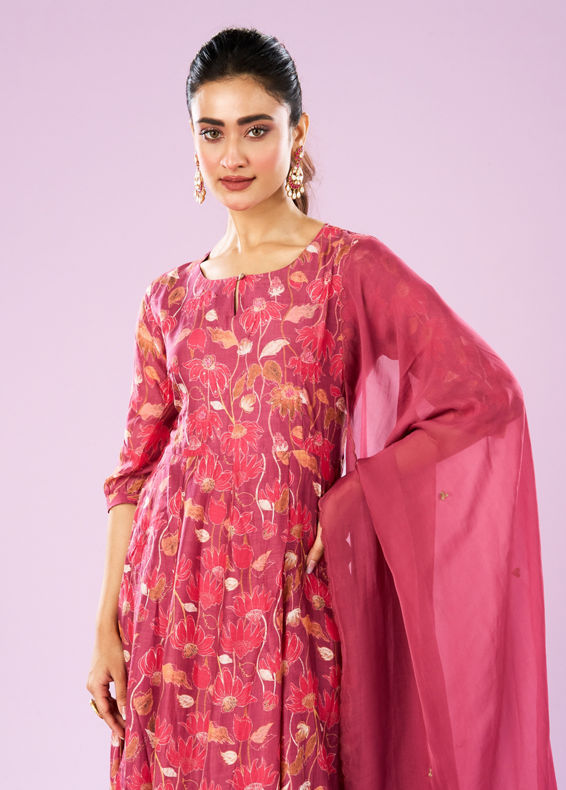 Mohey Women Pink Euphoria Art Silk Anarkali Suit