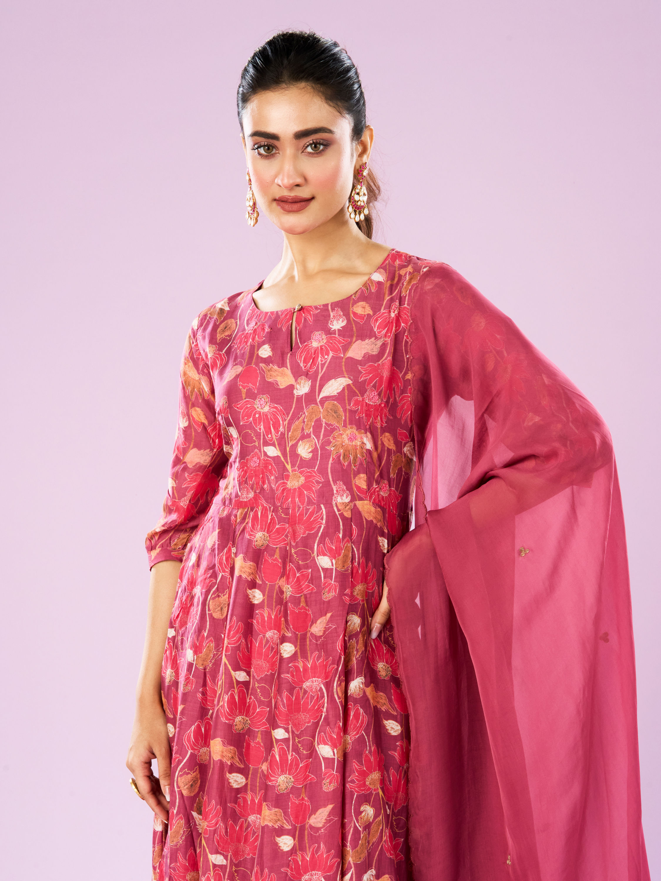 Mohey Women Pink Euphoria Art Silk Anarkali Suit