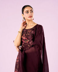 Mohey Women Wine Colored Elegance Anarkali Suit