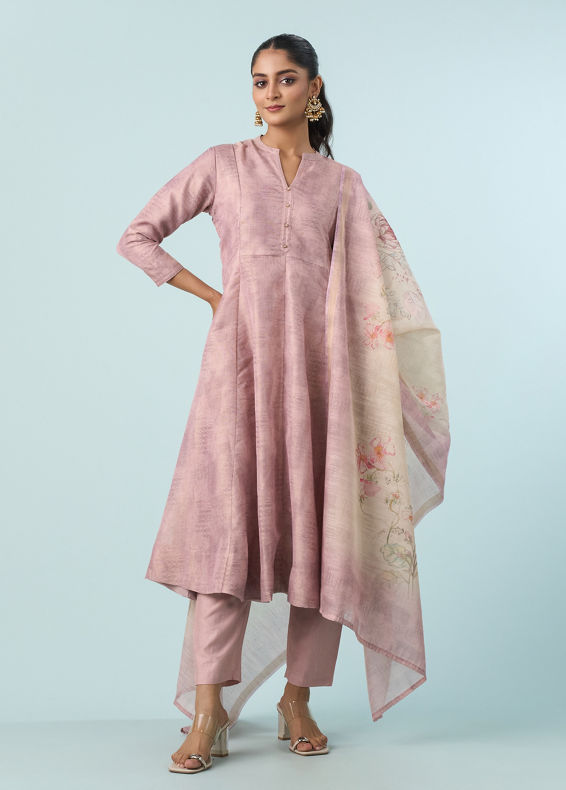 Mohey Women Royal Purple Anarkali Ensemble Stitched Suit