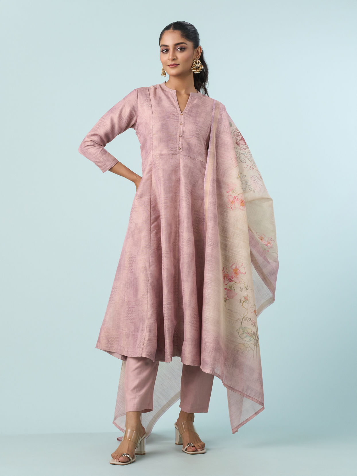 Mohey Women Royal Purple Anarkali Ensemble Stitched Suit
