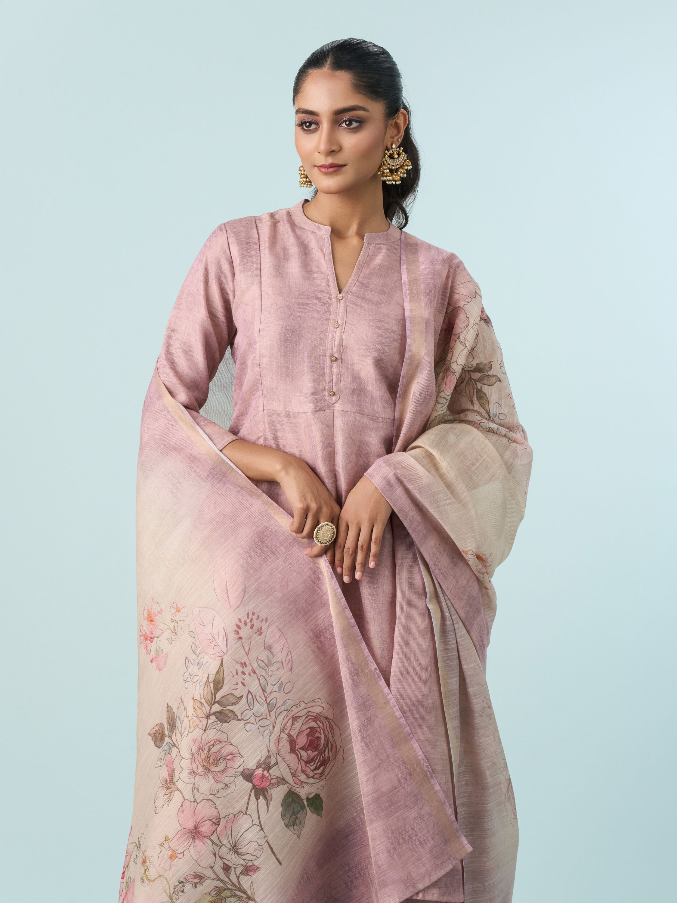 Mohey Women Royal Purple Anarkali Ensemble Stitched Suit