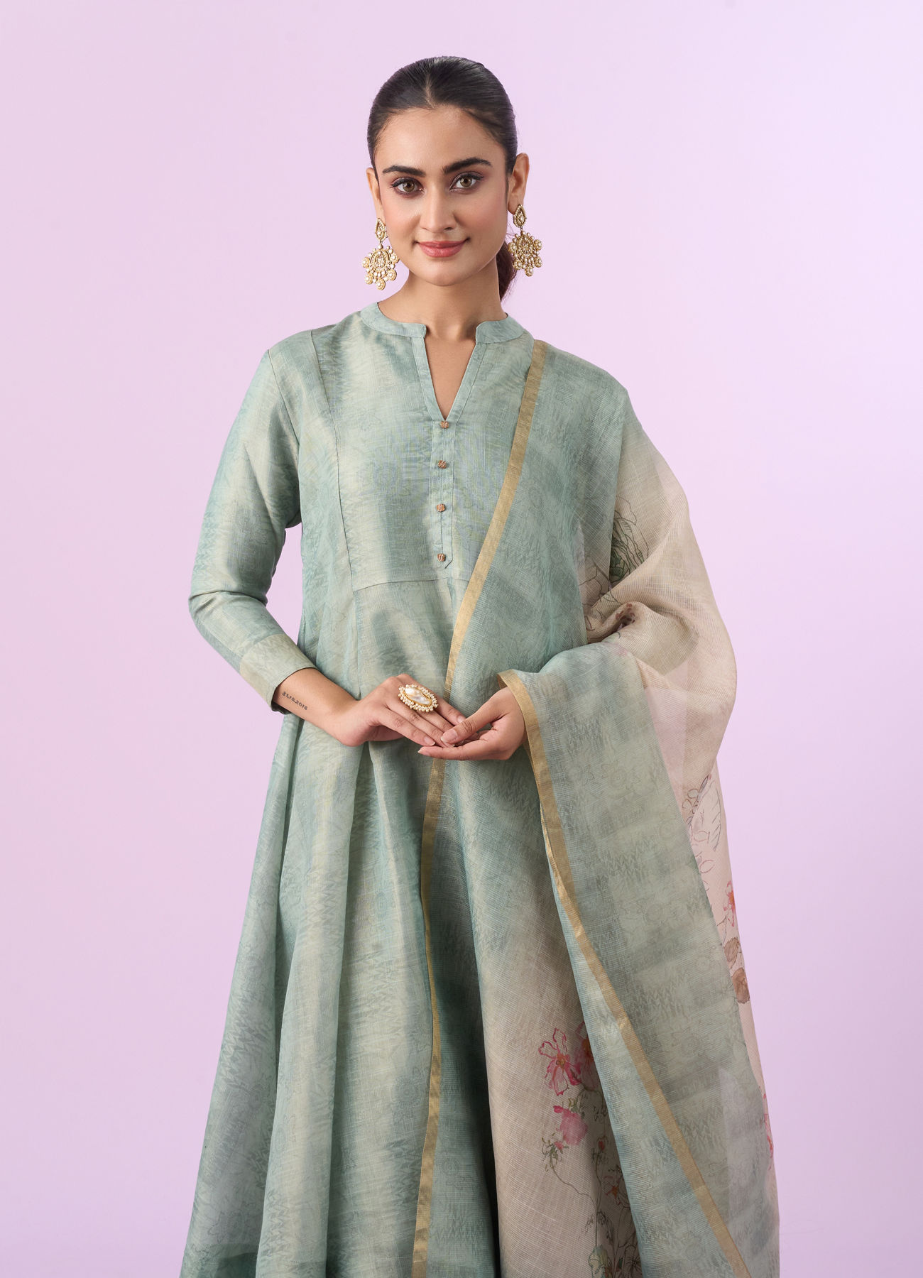 Mohey Women Sea Green Anarkali Set