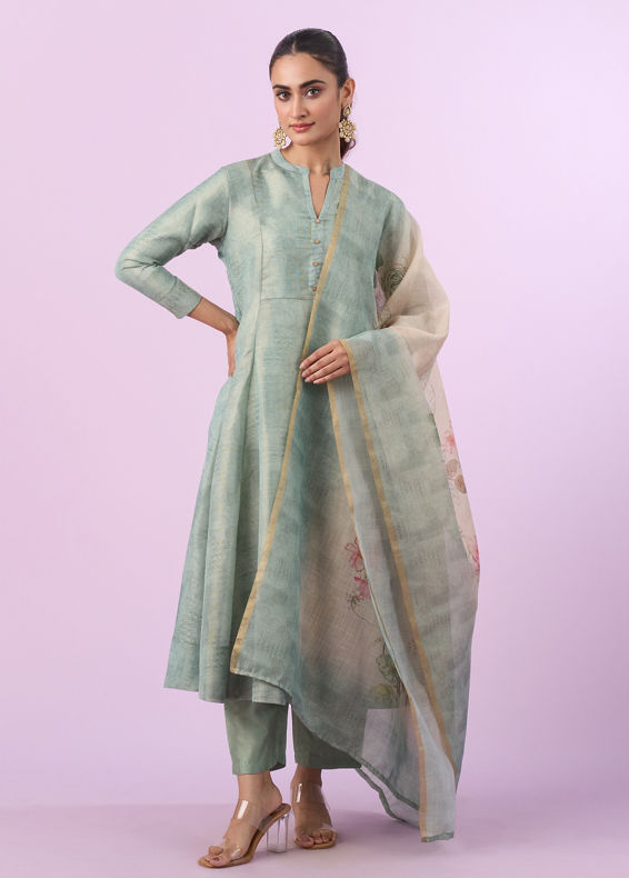 Mohey Women Sea Green Anarkali Set