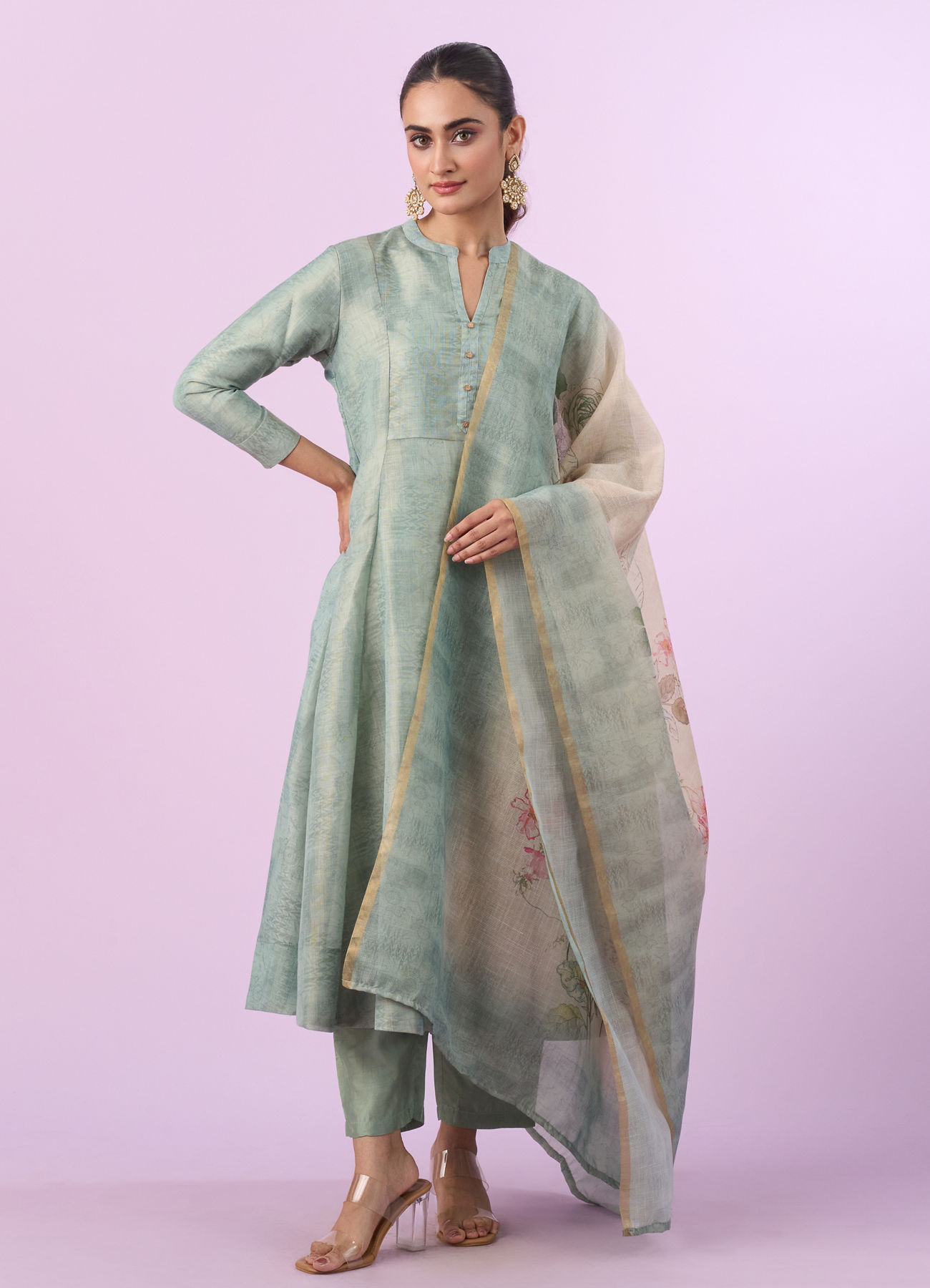 Mohey Women Sea Green Anarkali Set