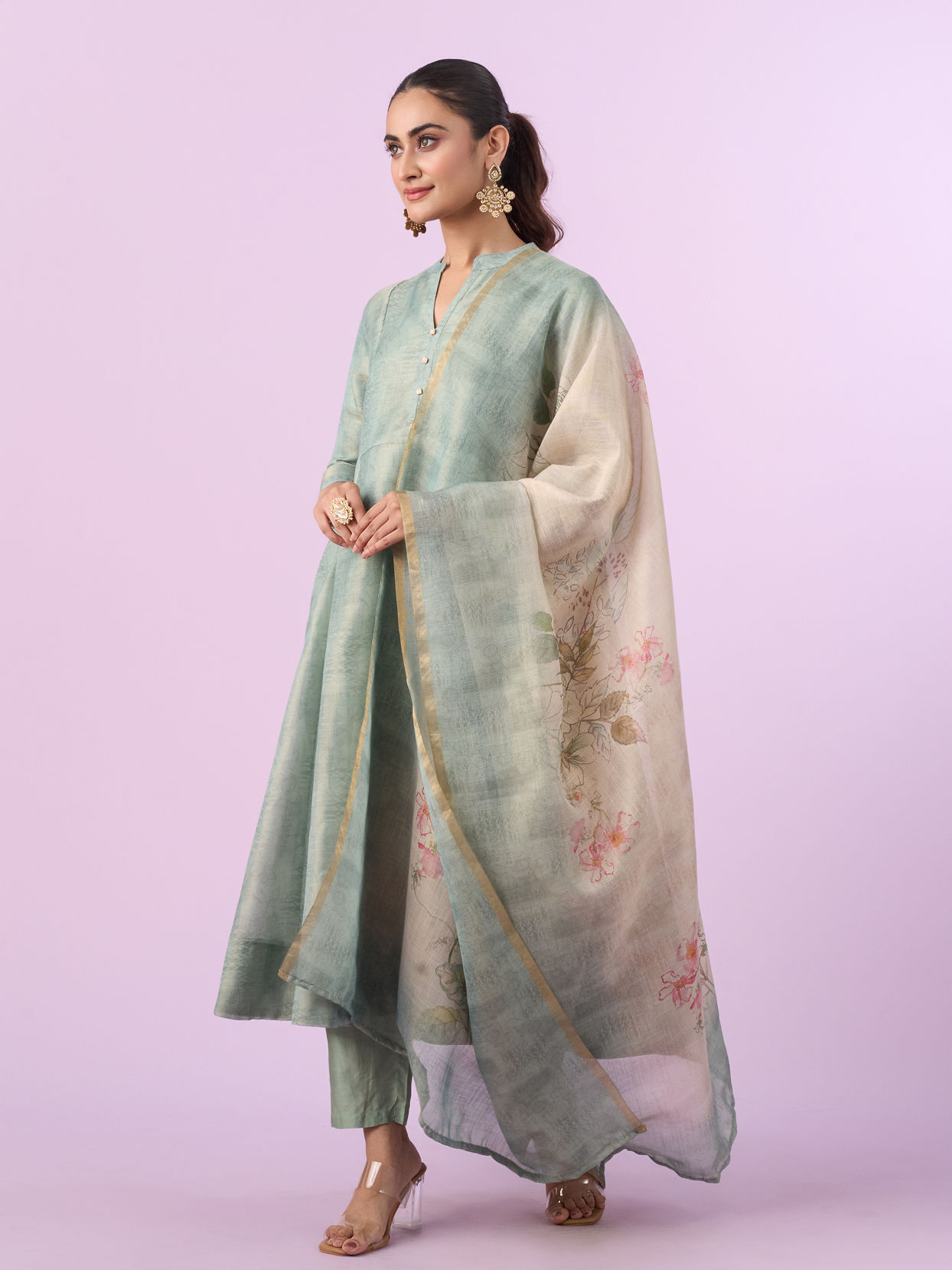 Mohey Women Sea Green Anarkali Set