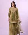 Elegant Green Chinon Palazzo Suit