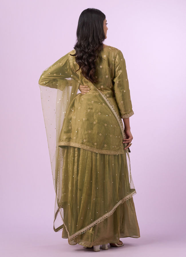 Mohey Women Elegant Green Chinon Palazzo Suit