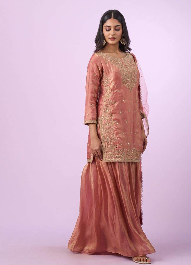 Mohey Women Enchanting Gajree Pink Palazzo Suit