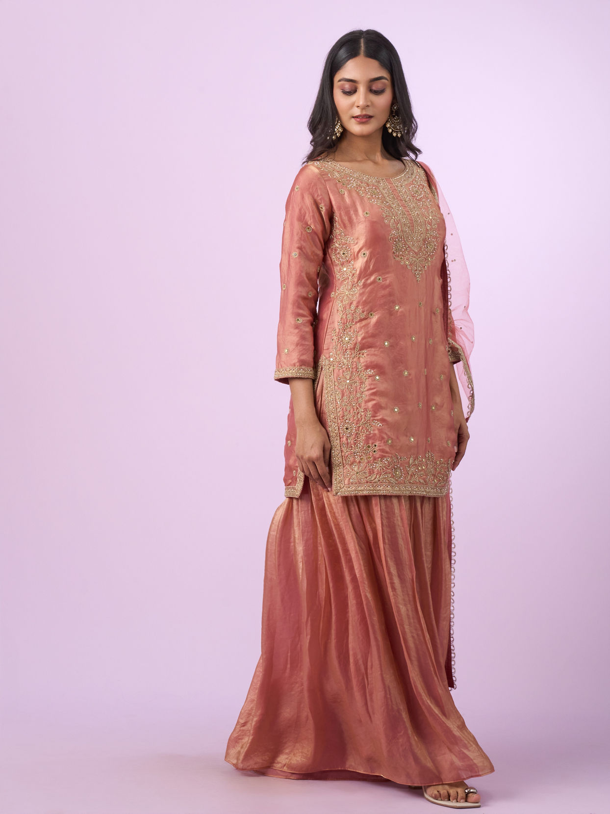 Mohey Women Enchanting Gajree Pink Palazzo Suit