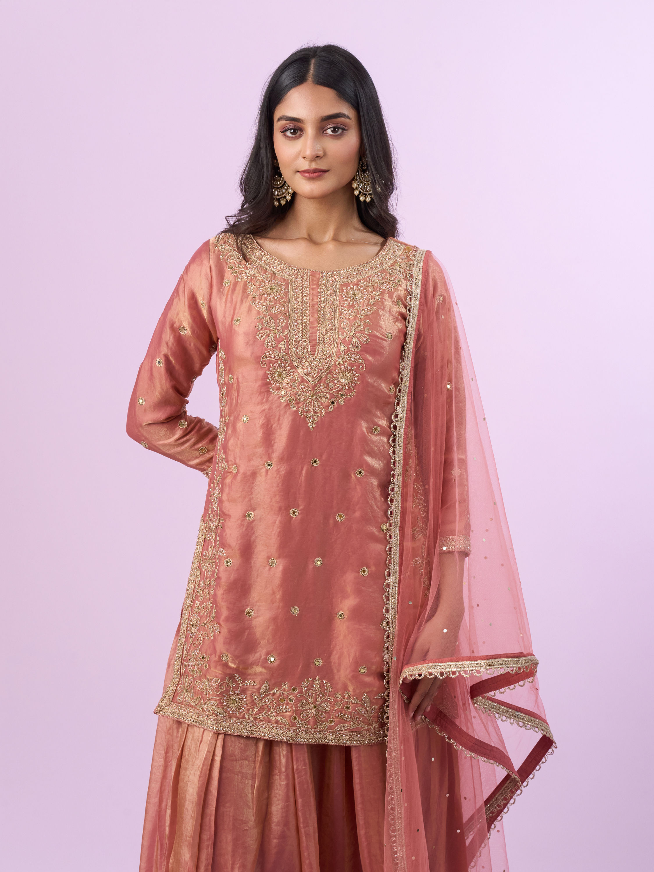 Mohey Women Enchanting Gajree Pink Palazzo Suit
