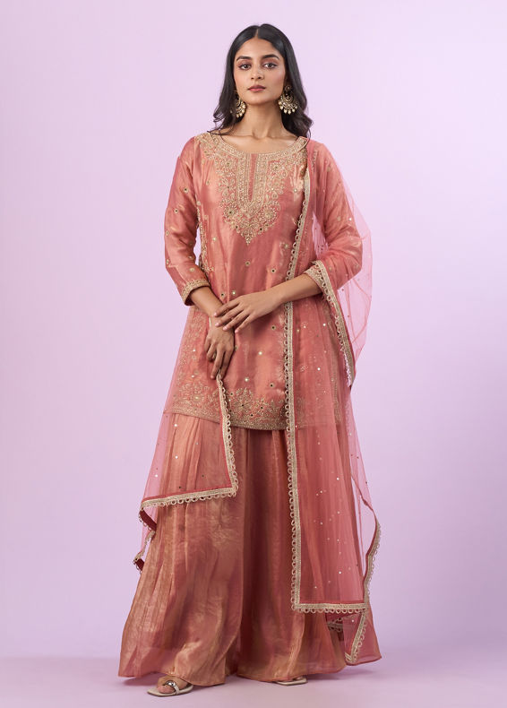 Mohey Women Enchanting Gajree Pink Palazzo Suit