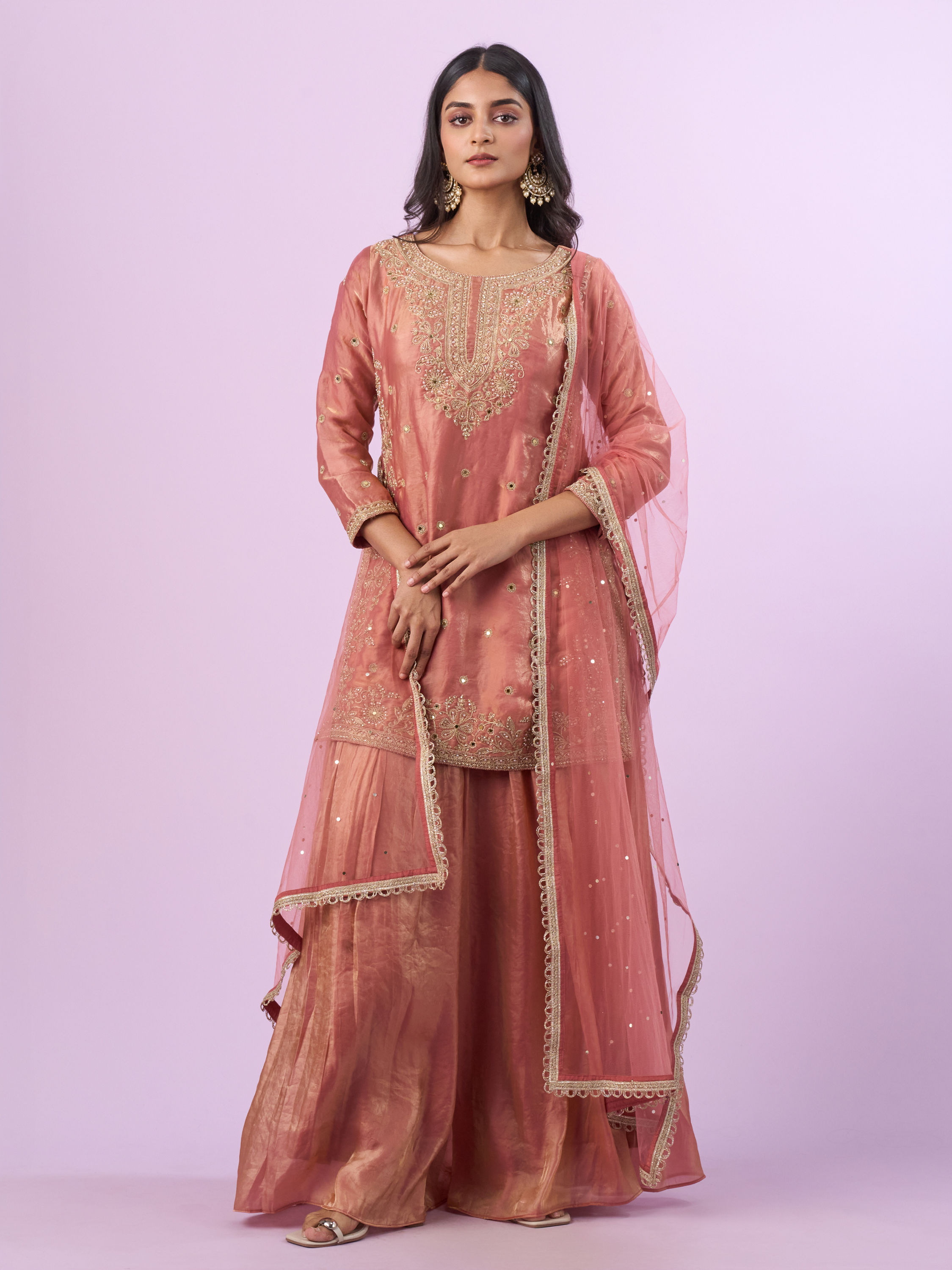 Mohey Women Enchanting Gajree Pink Palazzo Suit
