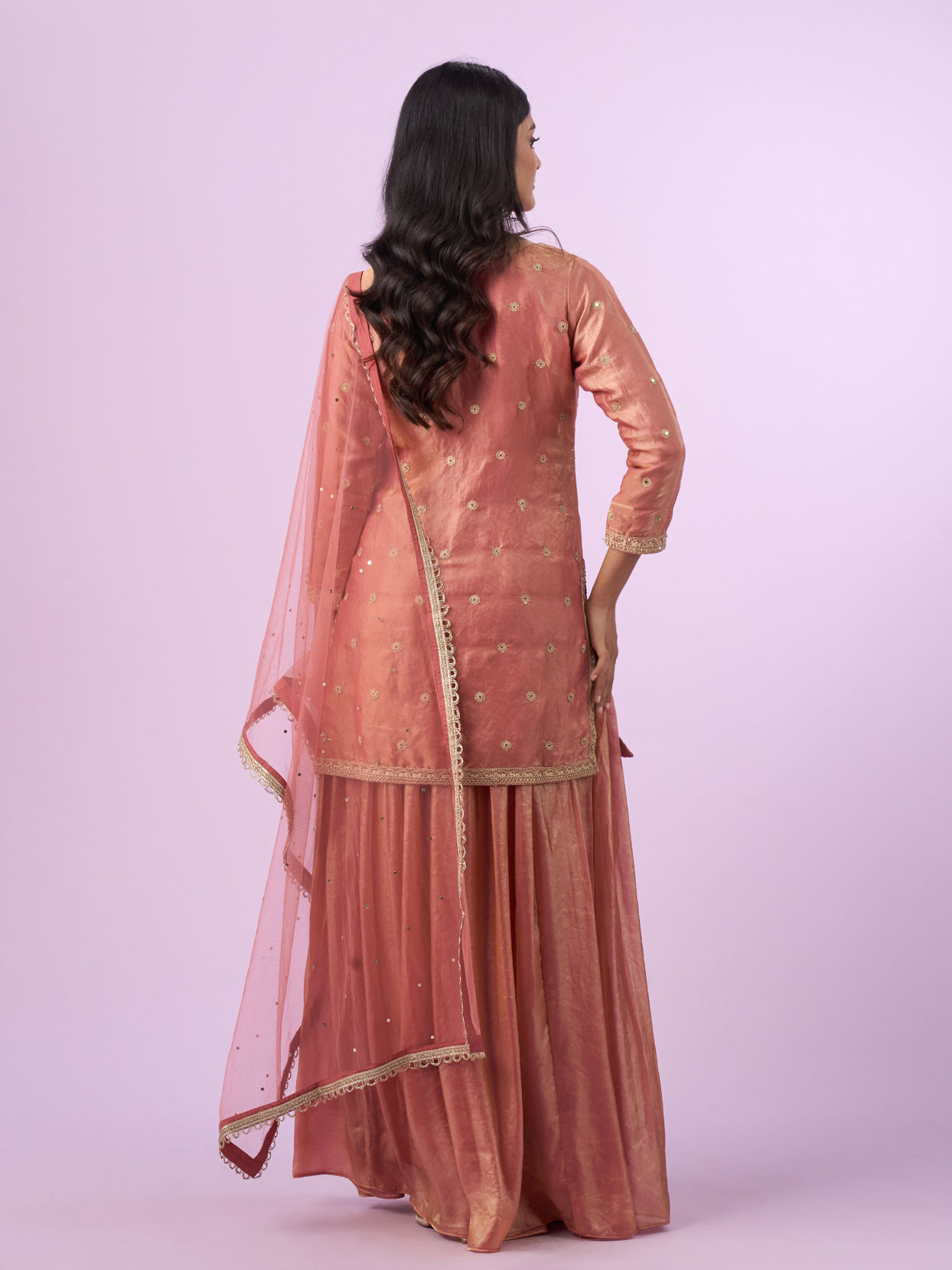 Mohey Women Enchanting Gajree Pink Palazzo Suit