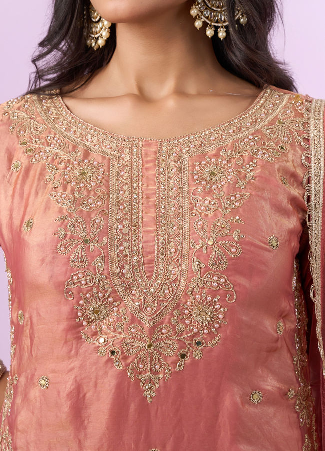 Mohey Women Enchanting Gajree Pink Palazzo Suit
