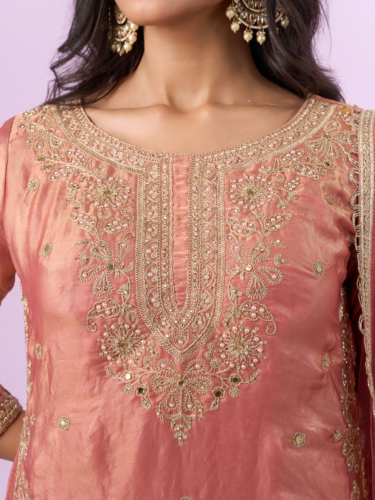 Mohey Women Enchanting Gajree Pink Palazzo Suit
