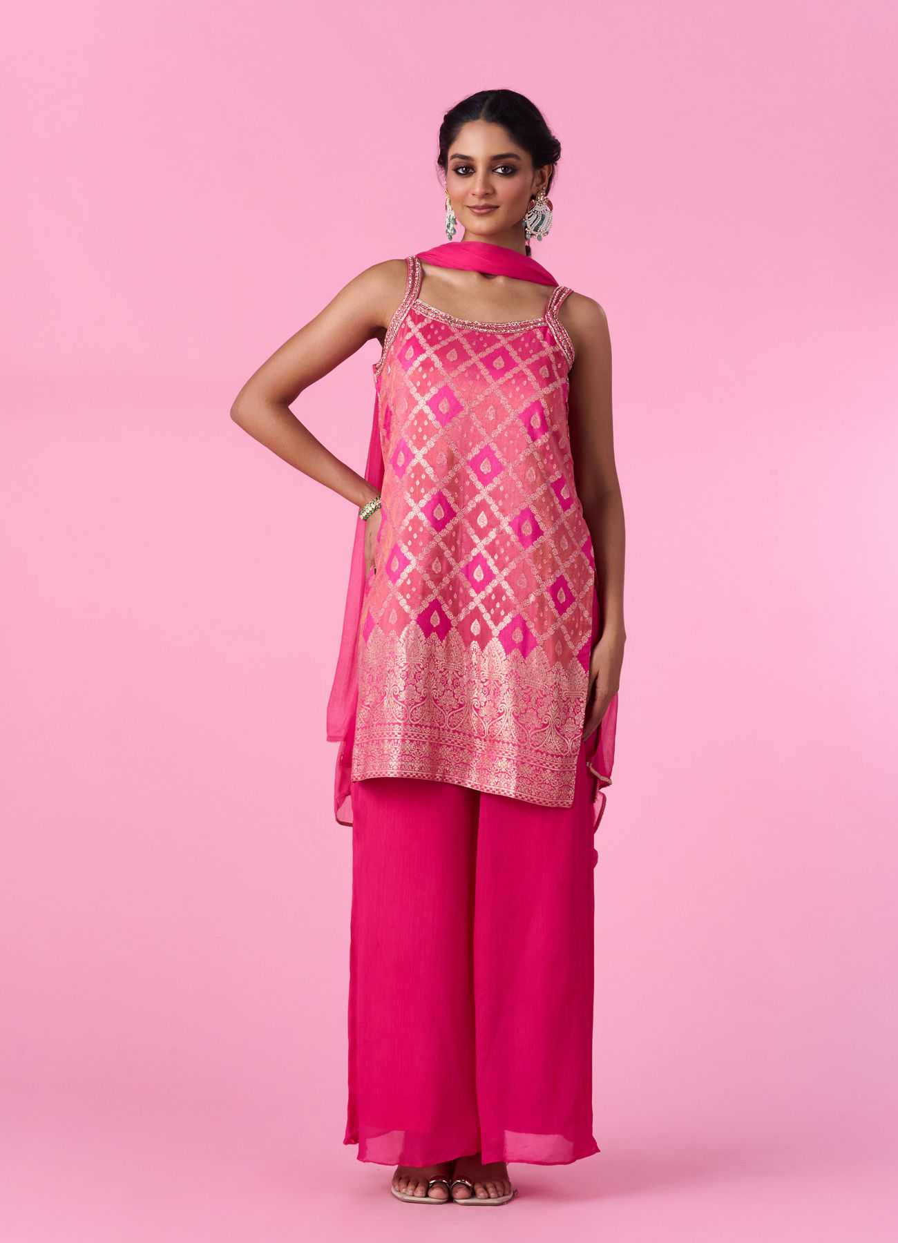 Mohey Women Pink Elegance Palazzo Suit