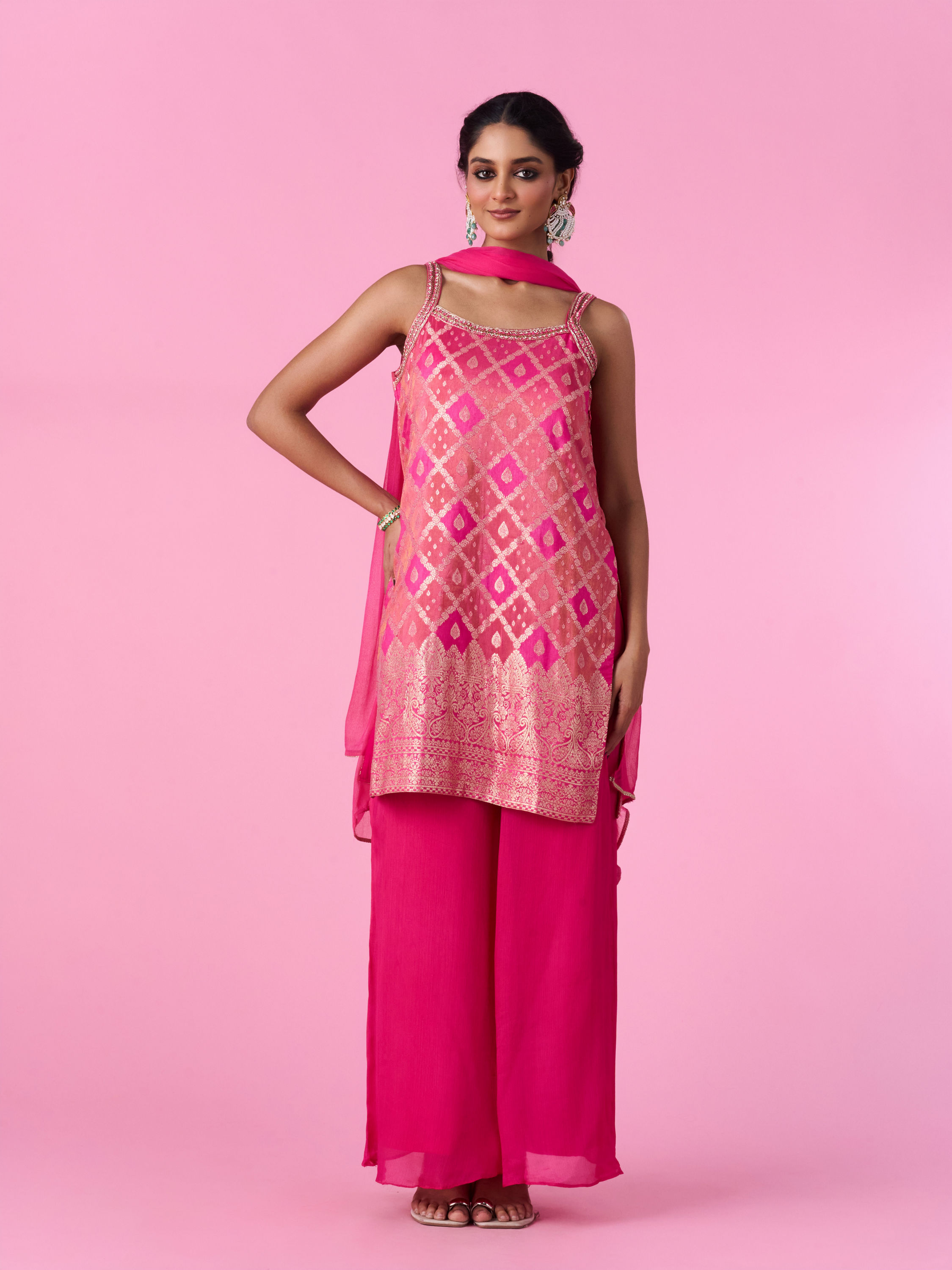 Mohey Women Pink Elegance Palazzo Suit