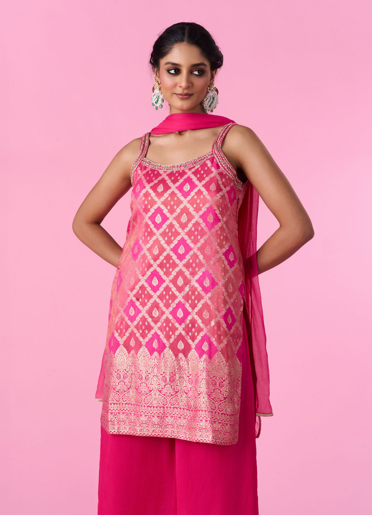 Mohey Women Pink Elegance Palazzo Suit