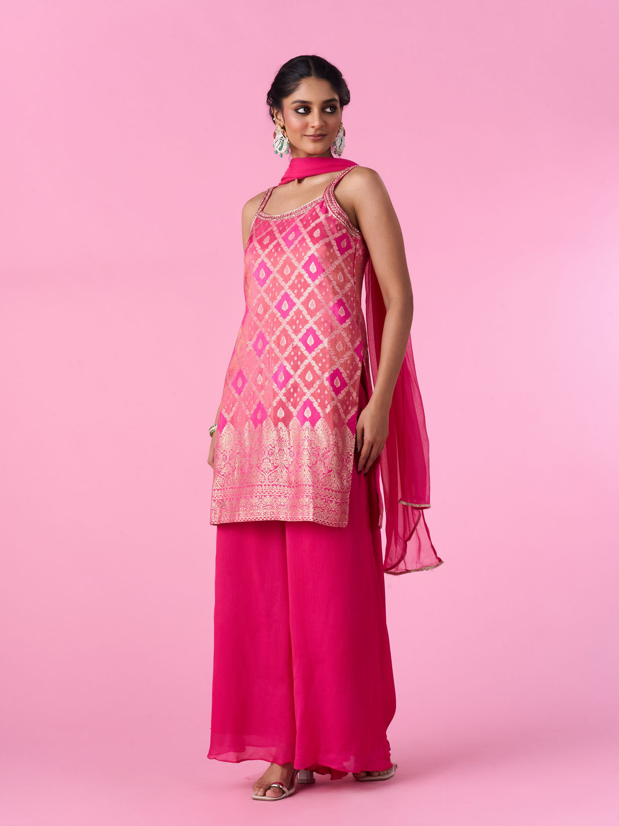 Mohey Women Pink Elegance Palazzo Suit