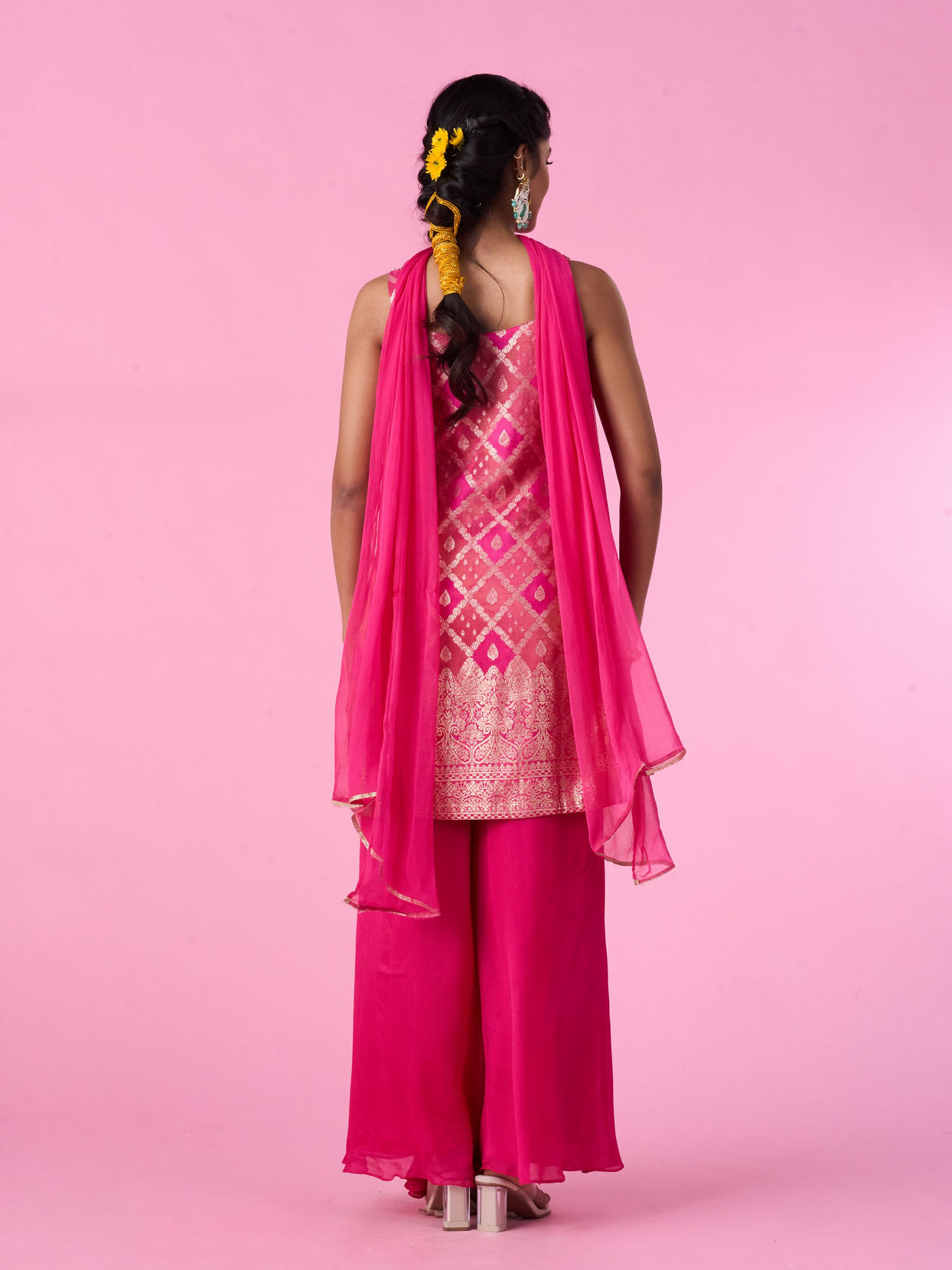 Mohey Women Pink Elegance Palazzo Suit