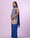 Mohey Women Indigo Blue Georgette Palazzo Suit