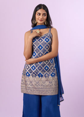 Mohey Women Indigo Blue Georgette Palazzo Suit