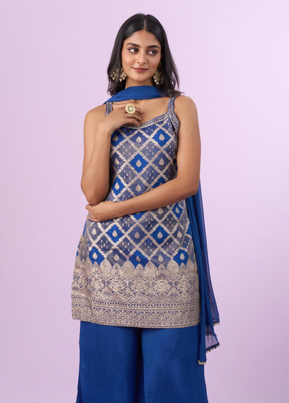 Mohey Women Indigo Blue Georgette Palazzo Suit