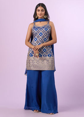 Mohey Women Indigo Blue Georgette Palazzo Suit