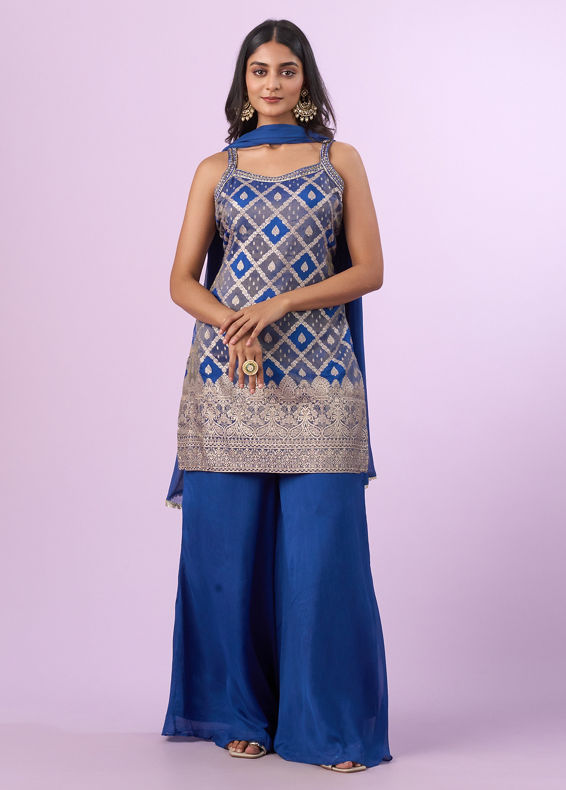 Mohey Women Indigo Blue Georgette Palazzo Suit