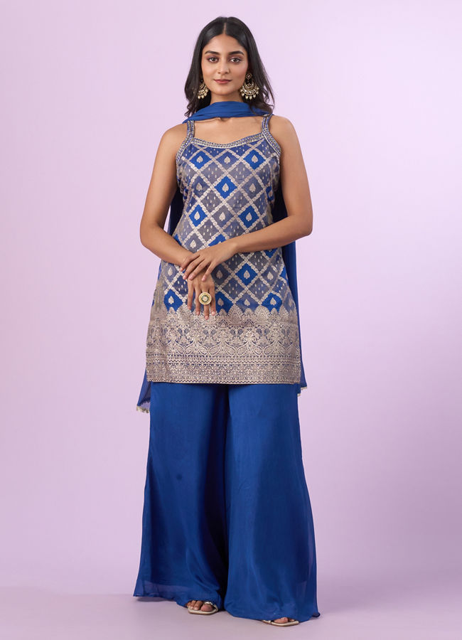 Mohey Women Indigo Blue Georgette Palazzo Suit