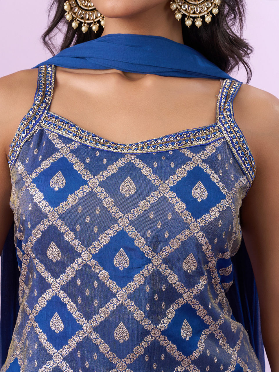 Mohey Women Indigo Blue Georgette Palazzo Suit