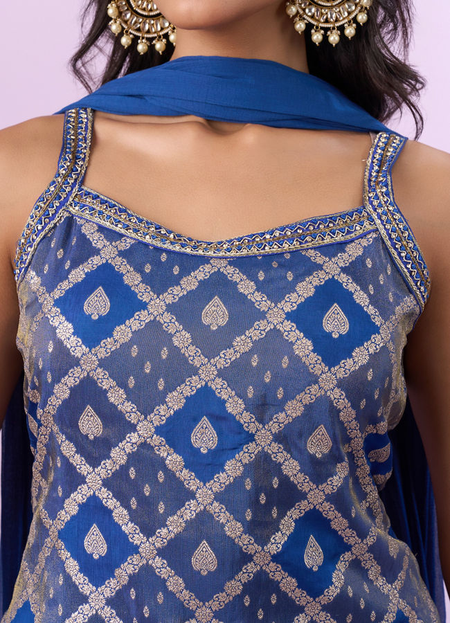 Mohey Women Indigo Blue Georgette Palazzo Suit