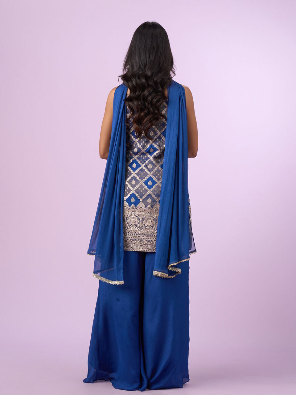 Mohey Women Indigo Blue Georgette Palazzo Suit