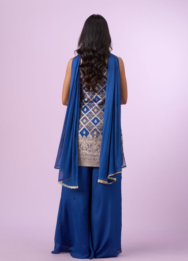 Mohey Women Indigo Blue Georgette Palazzo Suit