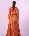 Mohey Women Orange Chinon Gown Jacket Dupatta Indo Western