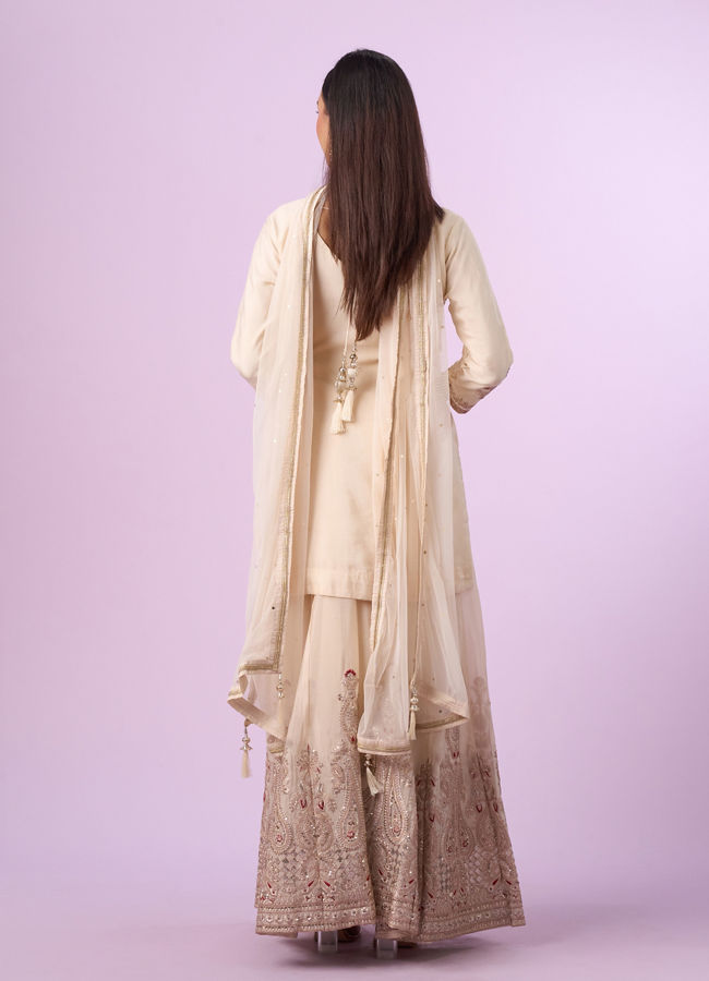 Mohey Women Vintage Allure Cream Palazzo Suit