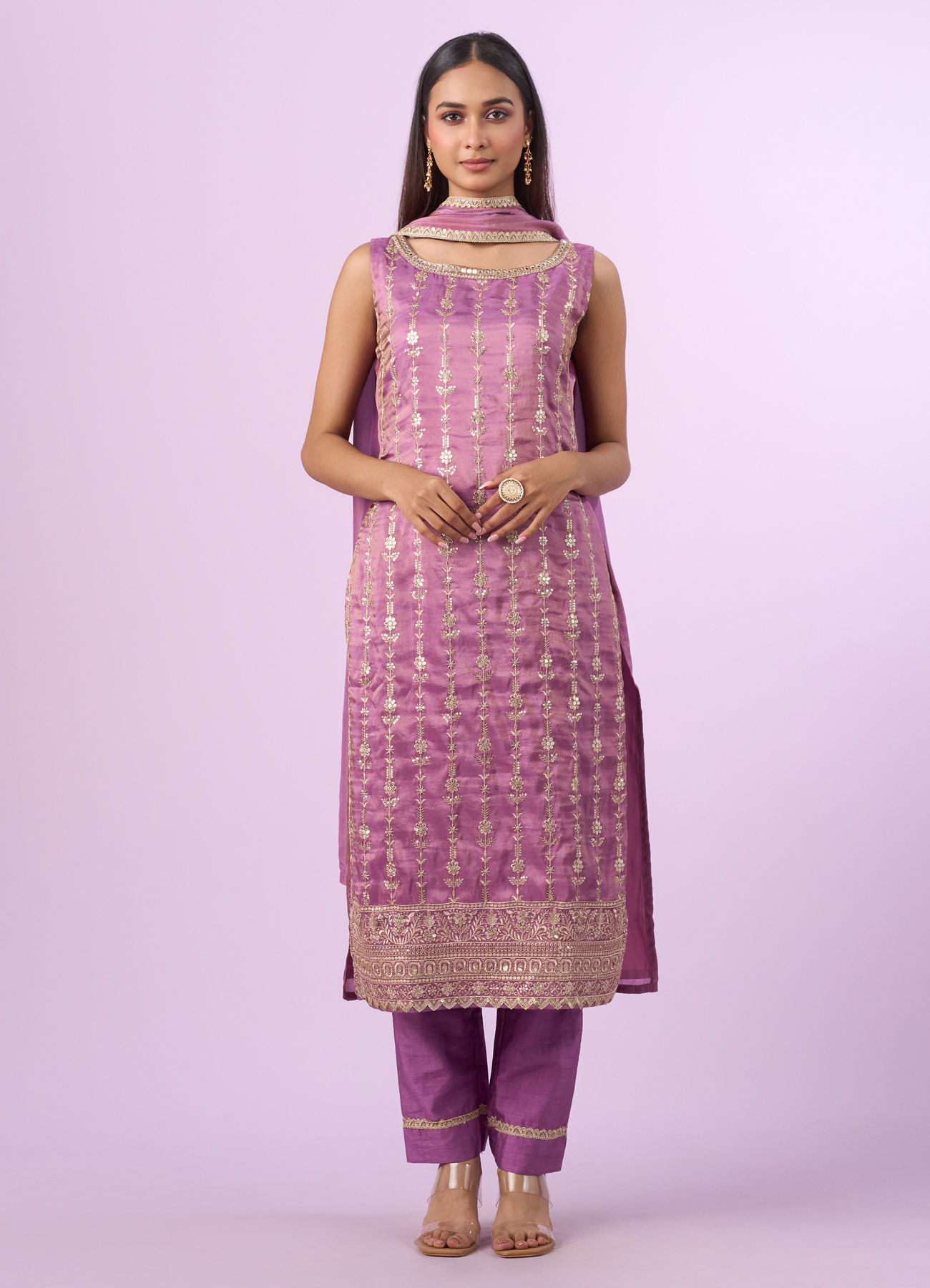 Mohey Women Purple Hue Straight Suit