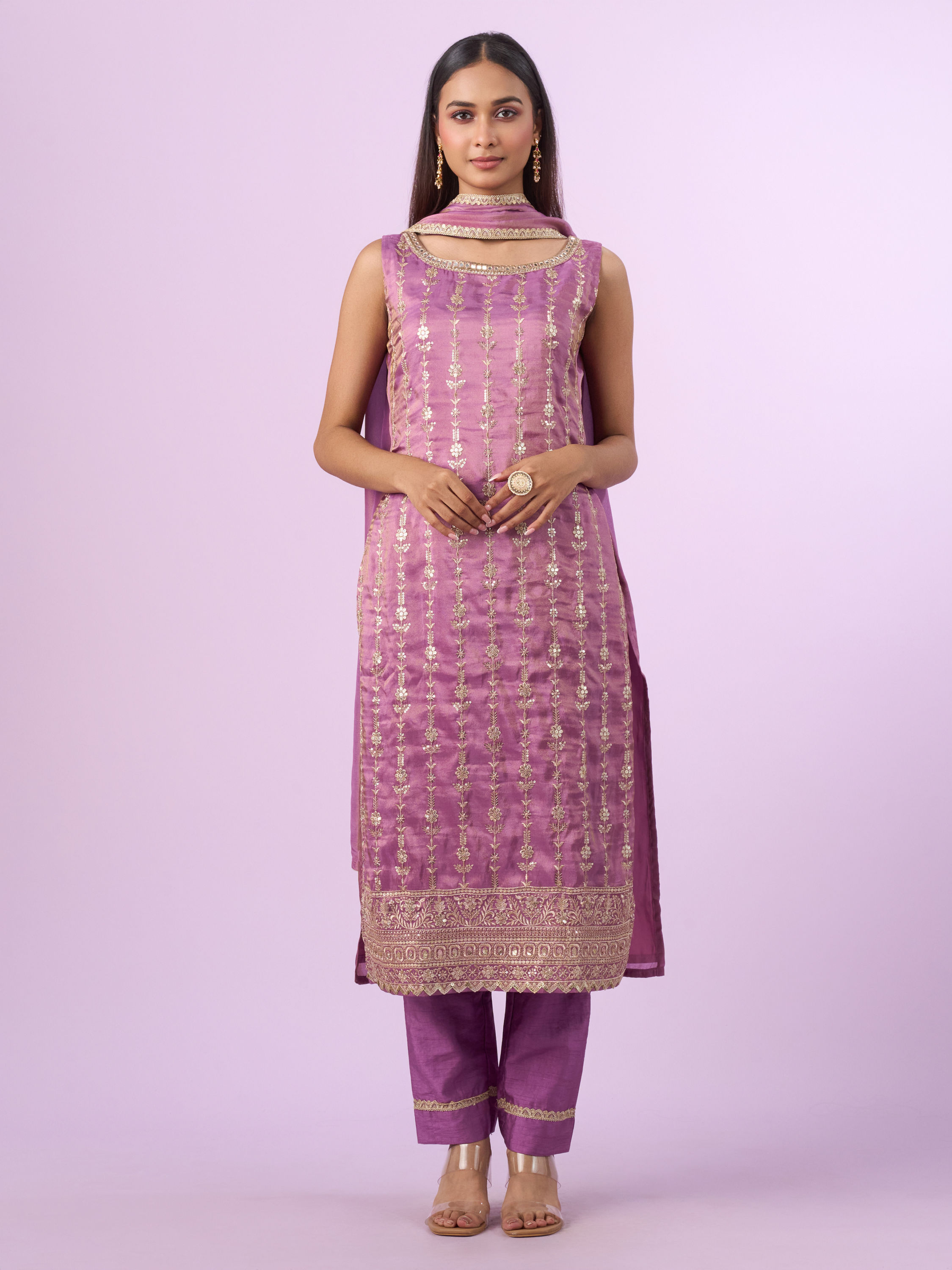 Mohey Women Purple Hue Straight Suit